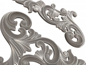 corner carved plaster molding decoration 05 3D Model