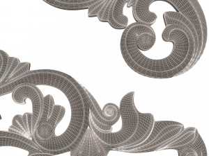 corner carved plaster molding decoration 05 3D Model