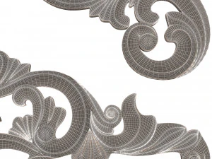 corner carved plaster molding decoration 05 3D Model