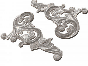 corner carved plaster molding decoration 05 3D Model