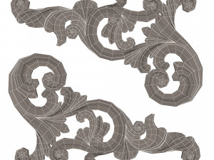 corner carved plaster molding decoration 05 3D Model