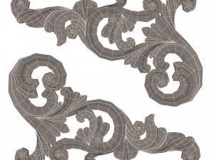 corner carved plaster molding decoration 05 3D Model