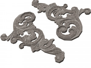 corner carved plaster molding decoration 05 3D Model