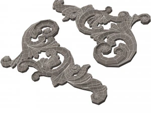corner carved plaster molding decoration 05 3D Model