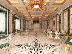 classic restaurant interior design green 3D Model