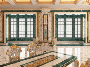 classic restaurant interior design green 3D Model