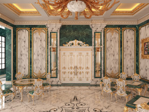 classic restaurant interior design green Modèle 3D
