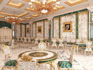 classic restaurant interior design green Modèle 3D