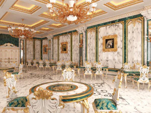 classic restaurant interior design green 3D Model