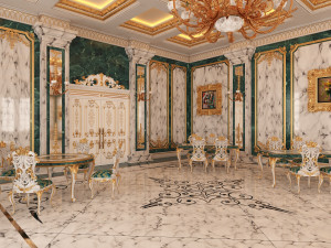 classic restaurant interior design green Modèle 3D