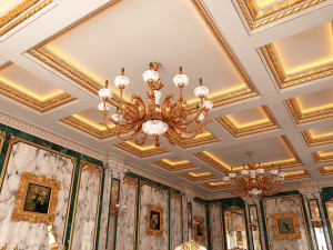 classic restaurant interior design green Modèle 3D