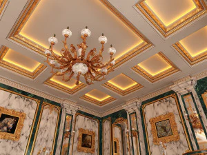 classic restaurant interior design green 3D Model