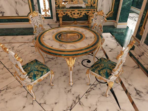 classic restaurant interior design green 3D Model
