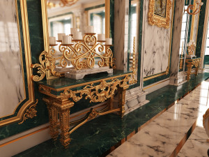 classic restaurant interior design green Modèle 3D