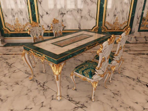 classic restaurant interior design green 3D Model