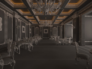classic restaurant interior design green Modèle 3D