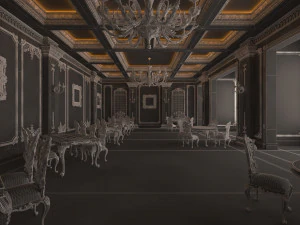 classic restaurant interior design green 3D Model