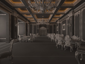 classic restaurant interior design green Modèle 3D