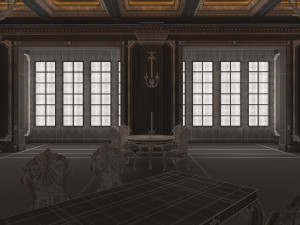 classic restaurant interior design green Modèle 3D
