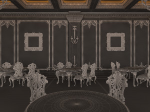 classic restaurant interior design green Modèle 3D