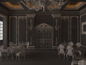 classic restaurant interior design green Modèle 3D