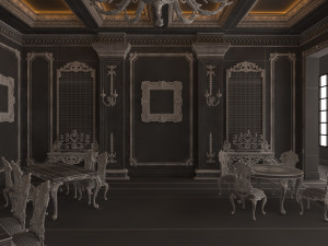 classic restaurant interior design green Modèle 3D