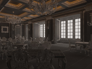 classic restaurant interior design green Modèle 3D