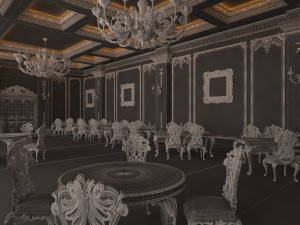 classic restaurant interior design green Modèle 3D