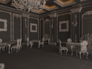 classic restaurant interior design green Modèle 3D