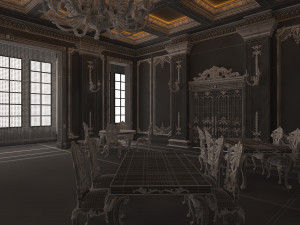 classic restaurant interior design green Modèle 3D