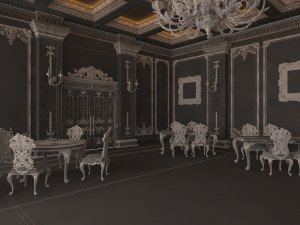 classic restaurant interior design green Modèle 3D