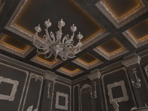 classic restaurant interior design green 3D Model