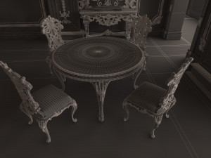 classic restaurant interior design green Modèle 3D