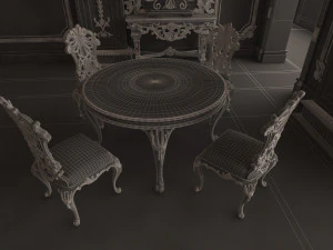 classic restaurant interior design green 3D Model