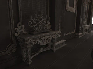 classic restaurant interior design green 3D Model