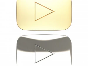 youtube gold and silver play buttons 3D Model
