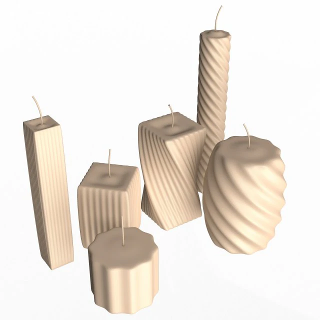 candle collection 3D Model .c4d .max .obj .3ds .fbx .stl .blend 