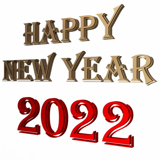 happy new year 2022 01 Model 3D .c4d .max .obj .3ds .fbx .stl .blend 