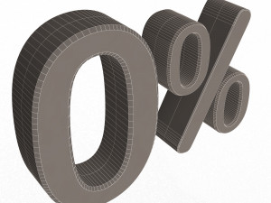 green zero percent sign Model 3D