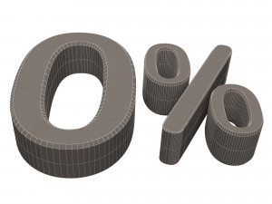 green zero percent sign Model 3D