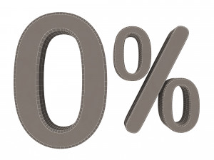 green zero percent sign Model 3D