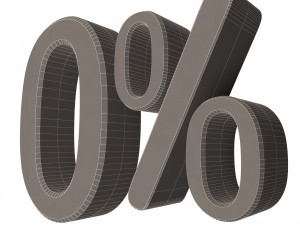 green zero percent sign Model 3D