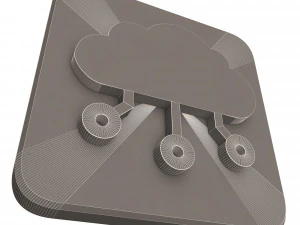 Digital Cloud Icon 3D Model