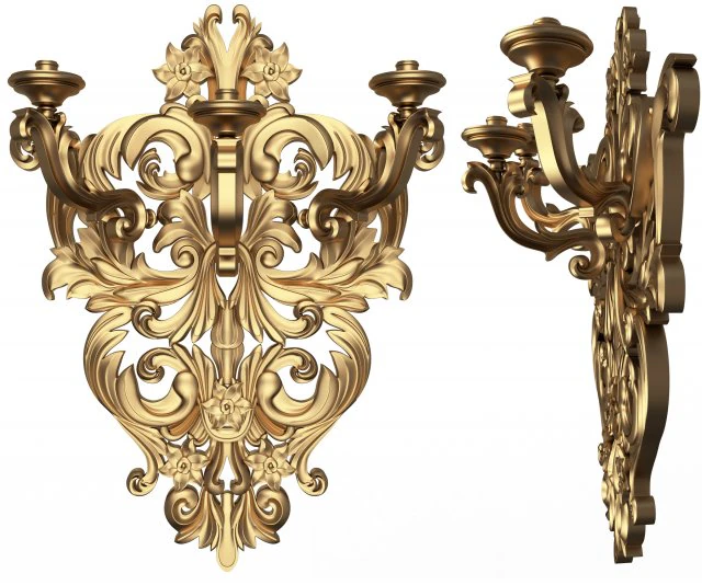Classic Wall Chandelier 03 3D Model .c4d .max .obj .3ds .fbx .stl .blend 