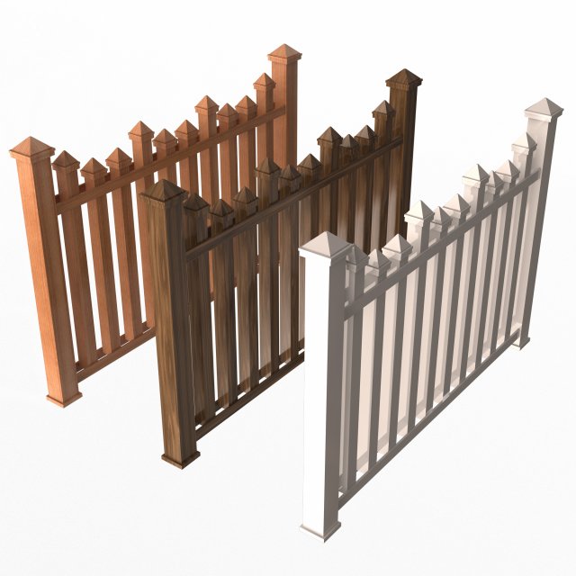 Wooden Fence 01 3D Модель .c4d .max .obj .3ds .fbx .stl .blend 