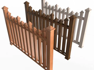 Wooden Fence 01 3D Model