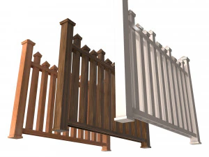 Wooden Fence 01 3D Model