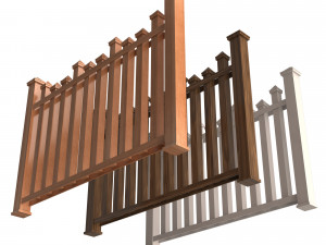 Wooden Fence 01 3D Модель