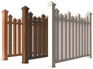 Wooden Fence 01 3D Модель