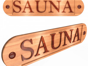 Wooden Sauna Sign 3D Model
